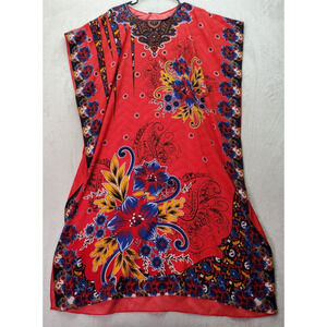 Gold Coast Cover Up Women's One Size Multi Floral Paisley‎ Polyester Round Neck